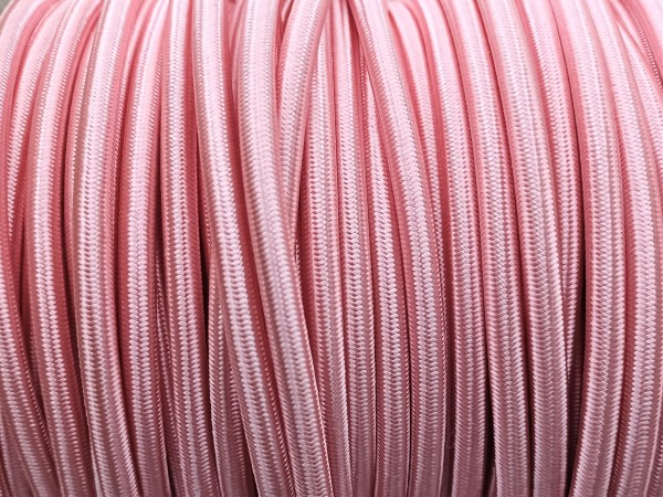 Round Overbraid 3 core Silk Flex Cable Salmon Pink 0.50mm