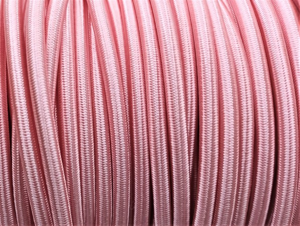 Round Overbraid 3 core Silk Flex Cable Salmon Pink 0.50mm