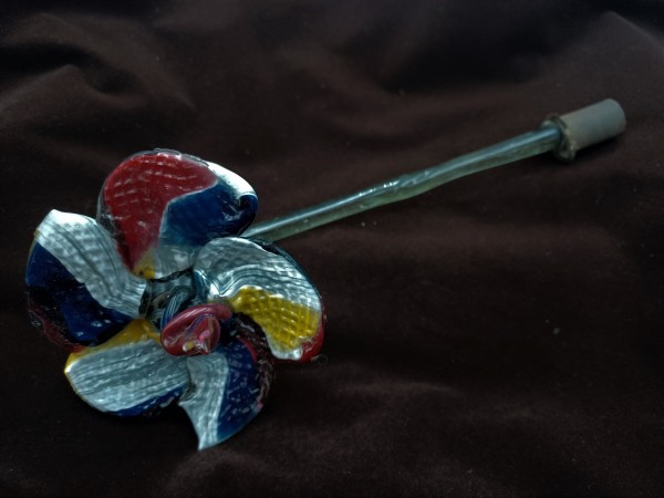 Antique Murano chandelier flower, blue, red, yellow and white.