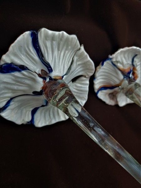 Antique Venetian chandelier flower, blue, orange and white. 