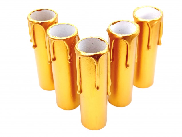 Chandelier Candle Tubes antique gold Card 85mm x 26mm  