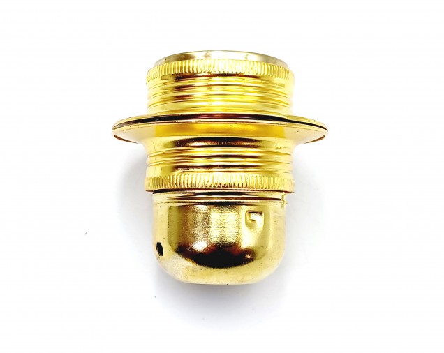 E27 lamp holder threaded skirt plus shade rings in Brass