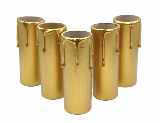 Chandelier Candle Tubes antique gold Card 100mm x 26mm 