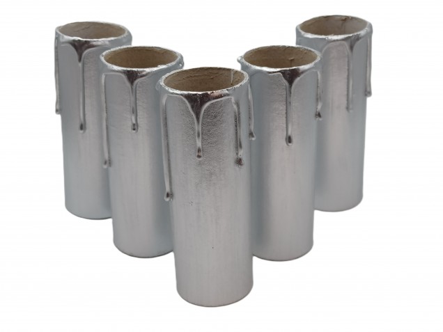 Chandelier Silver card Candle Tubes with drips 100mm x 32mm   