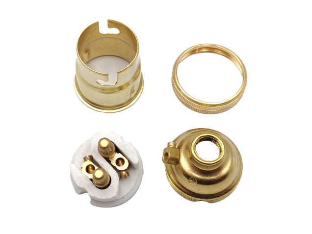 3 PART BRASS B22 - BC LAMP HOLDER PLAIN SKIRT