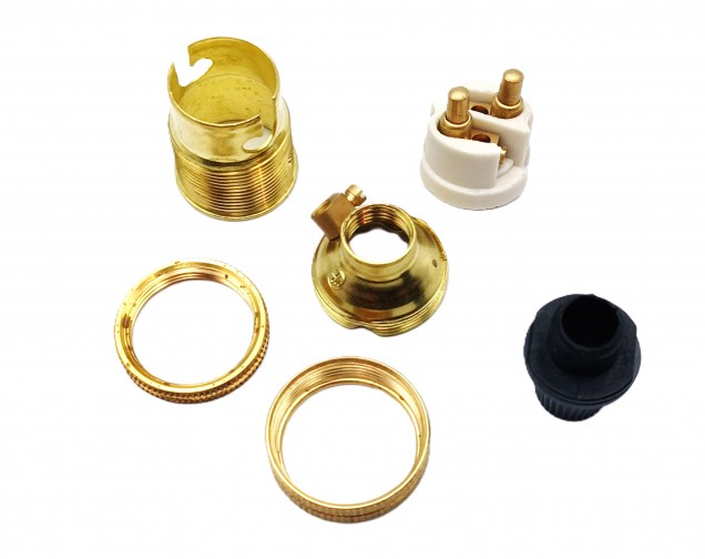 bulb - lamp holder with cord grip SBC - B15 BRASS