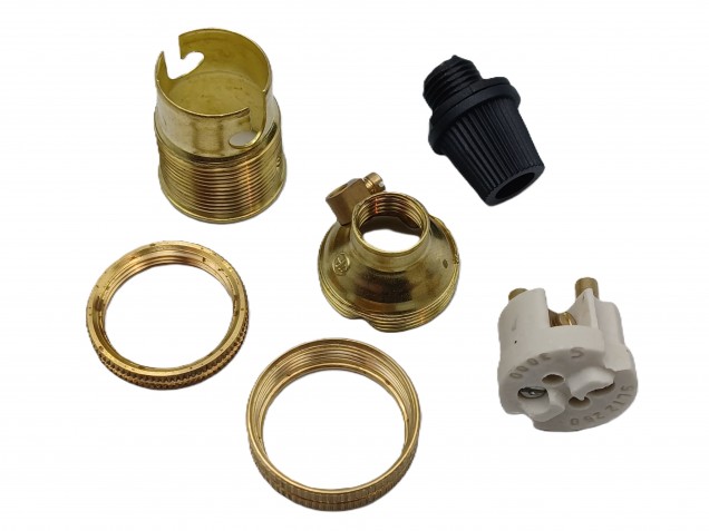 bulb - lamp holder with cord grip SBC - B15 BRASS