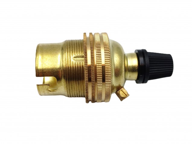 Brass bayonet cap bulb lamp holder with plastic cord grip B22