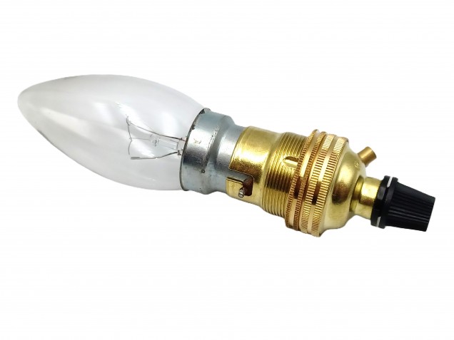 Brass bayonet cap bulb lamp holder with plastic cord grip B22