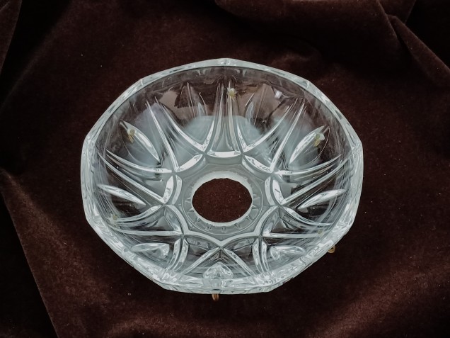 Vintage chandelier glass pan dish Approx.103mm width 6 pin holes