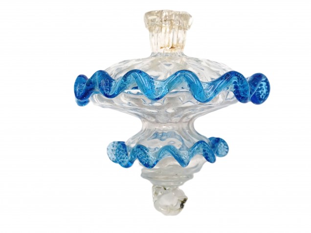 Antique Venetian chandelier finial blue and clear glass  