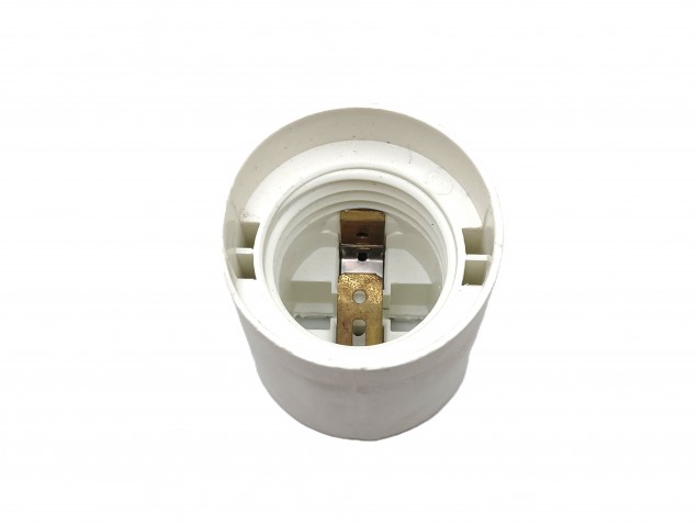 E27 2 PART WHITE PLASTIC LAMP HOLDER PLAIN SKIRT