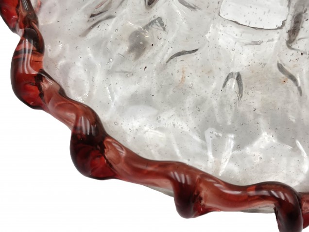 Murano Chandelier Glass Stem Spacer clear and red 120mm Width 