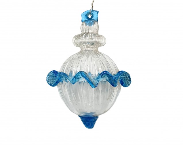 Antique Venetian chandelier finial blue glass  