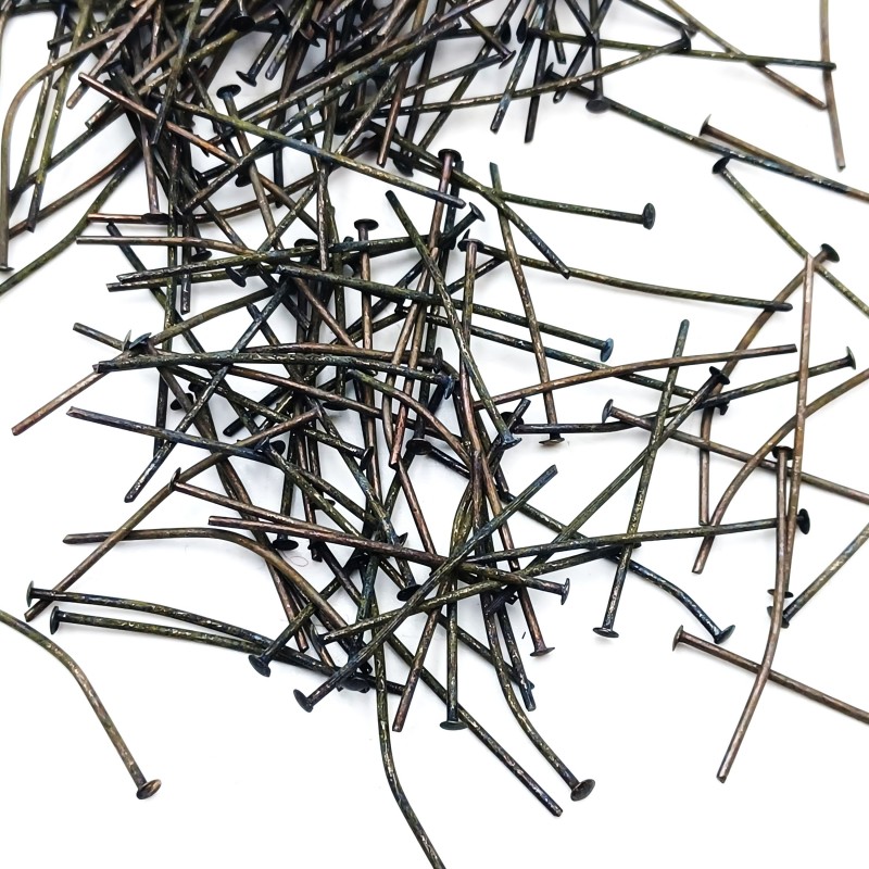 Chandelier Connecting Pins dark Antique Brass 30mm X 0.8mm 2mm Head Pack 100