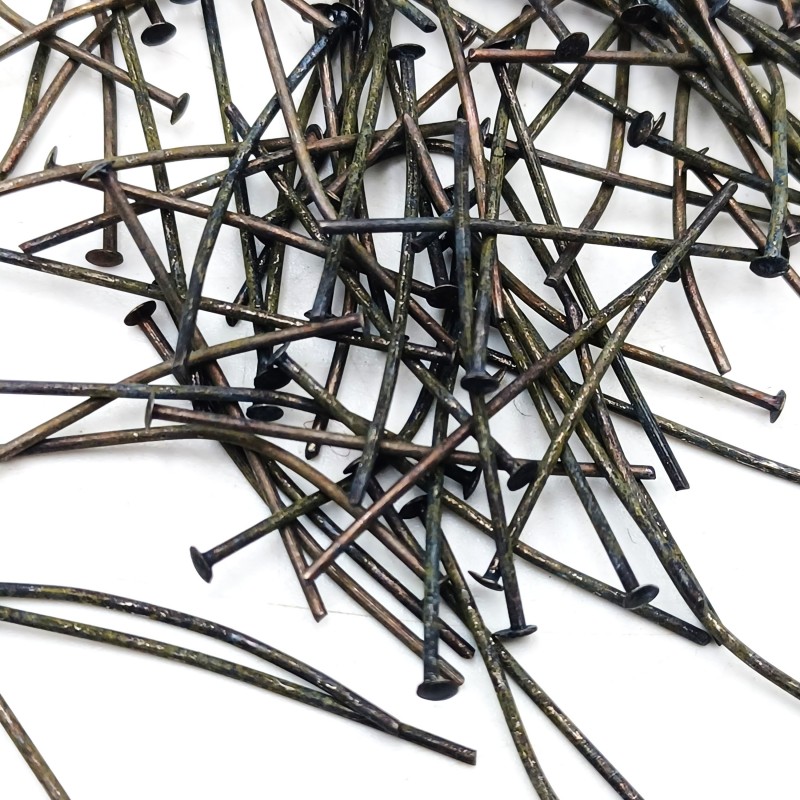 Chandelier Connecting Pins dark Antique Brass 40mm X 0.8mm 2mm Head