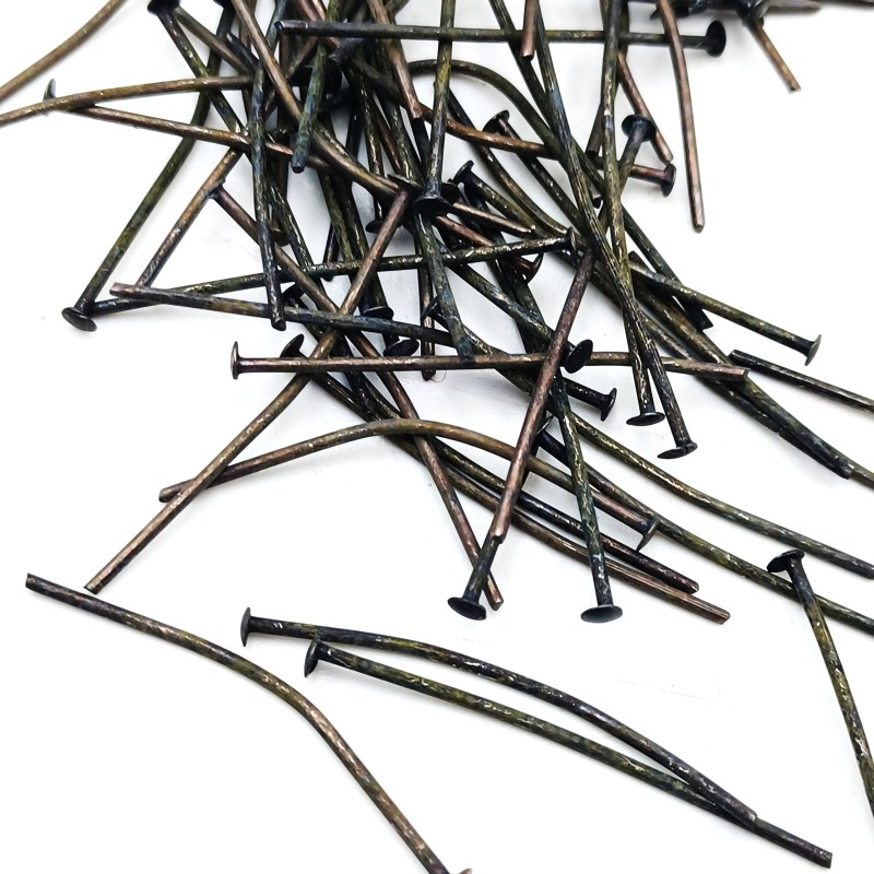 Chandelier Connecting Pins dark Antique Brass 30mm X 0.8mm 2mm Head Pack 100
