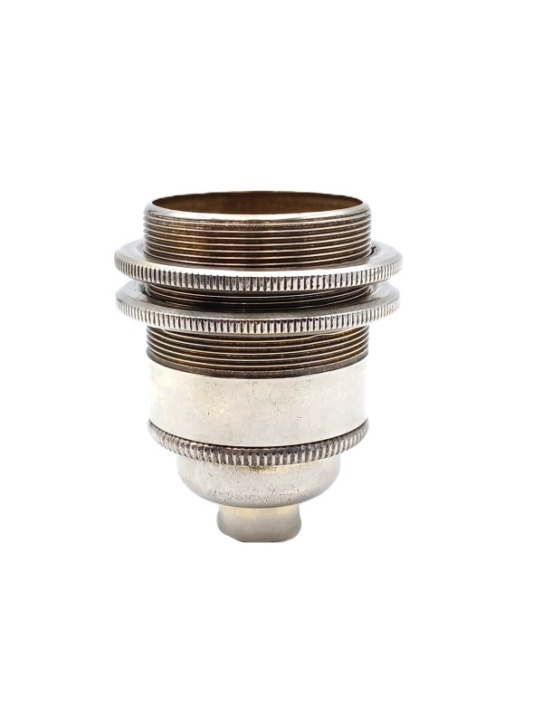 ES Lamp Holder brass Nickel plated Plus Shade Rings 10mm Thread 