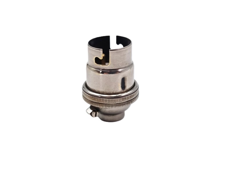 Lamp holder plain skirt BC B22 Nickel finish half inch base thread
