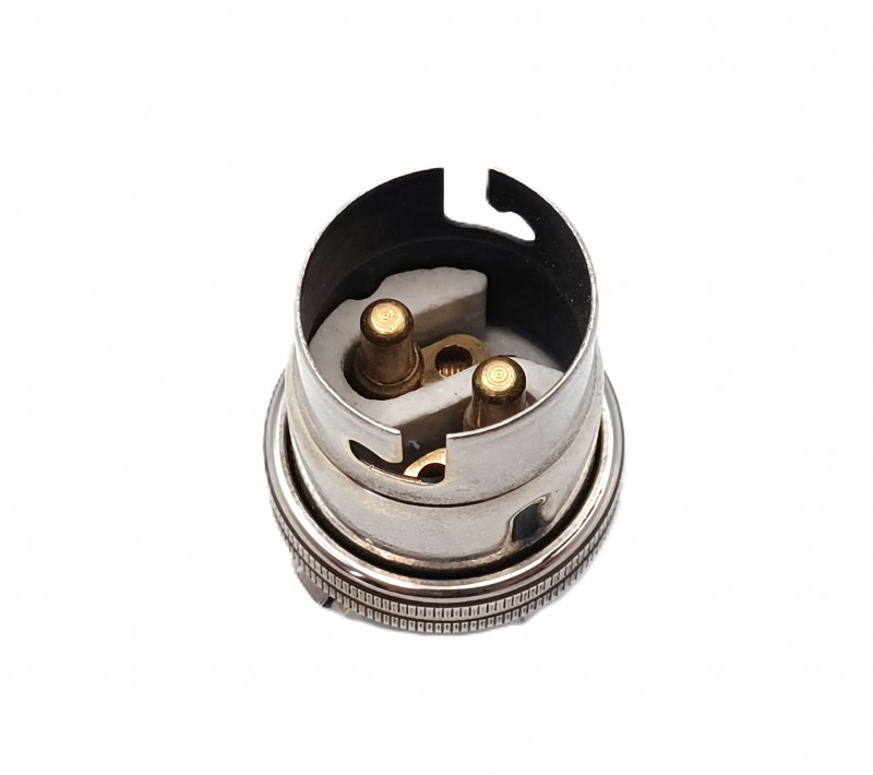 Lamp holder plain skirt BC B22 Nickel finish half inch base thread