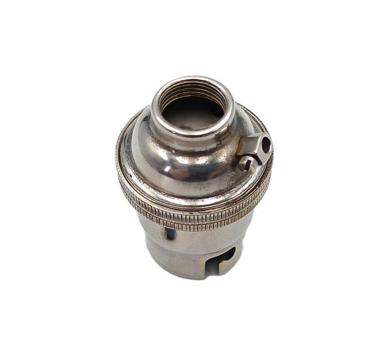 Lamp holder plain skirt BC B22 Nickel finish half inch base thread