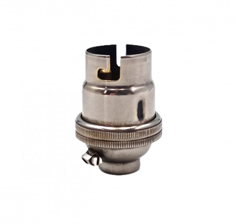 Lamp holder plain skirt BC B22 Nickel finish half inch base thread