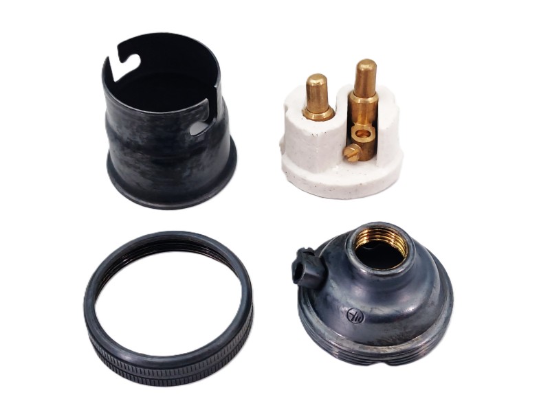 Lamp Holder BC B22 PLAIN SKIRT DARK ANTIQUE M10 BASE THREAD