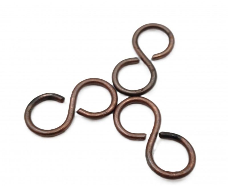 S hooks antique plated steel antique brass effect 3 pack