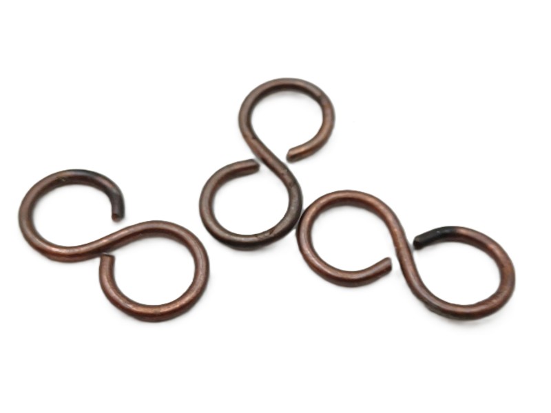 S hooks antique plated steel antique brass effect 3 pack