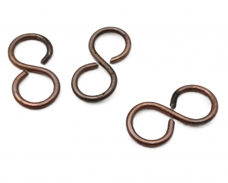 S hooks antique plated steel antique brass effect 3 pack