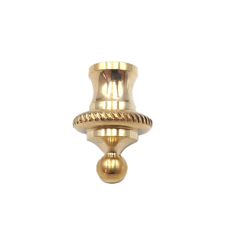 CHANDELIER ROPE EDGE FINIAL POLISHED CAST BRASS 10MM THREAD