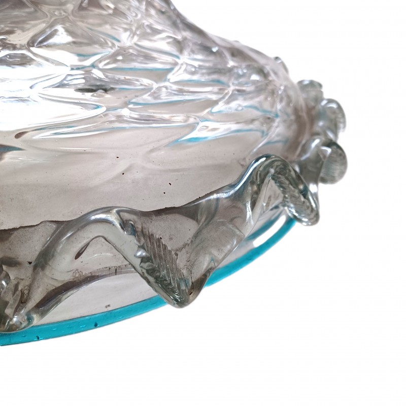 Venetian light blue clear glass chandelier bottom bowl Circa 1860