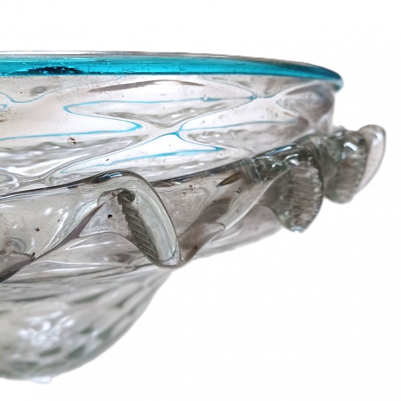 Venetian light blue clear glass chandelier bottom bowl Circa 1860