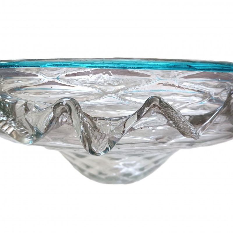 Venetian light blue clear glass chandelier bottom bowl Circa 1860