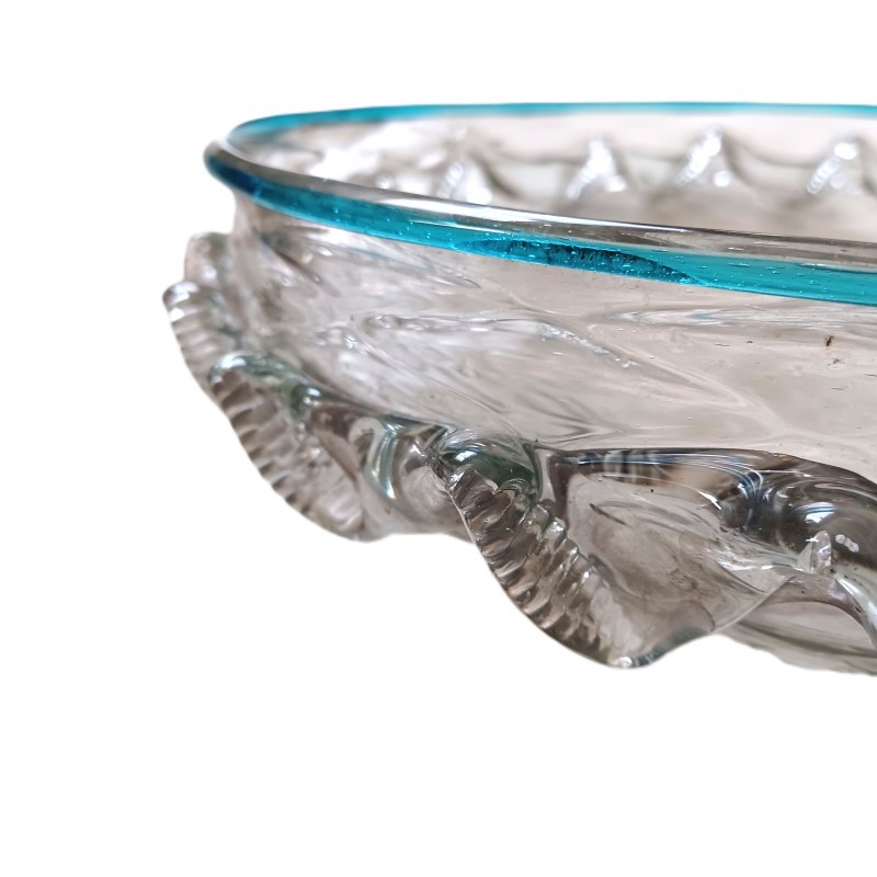 Venetian light blue clear glass chandelier bottom bowl Circa 1860