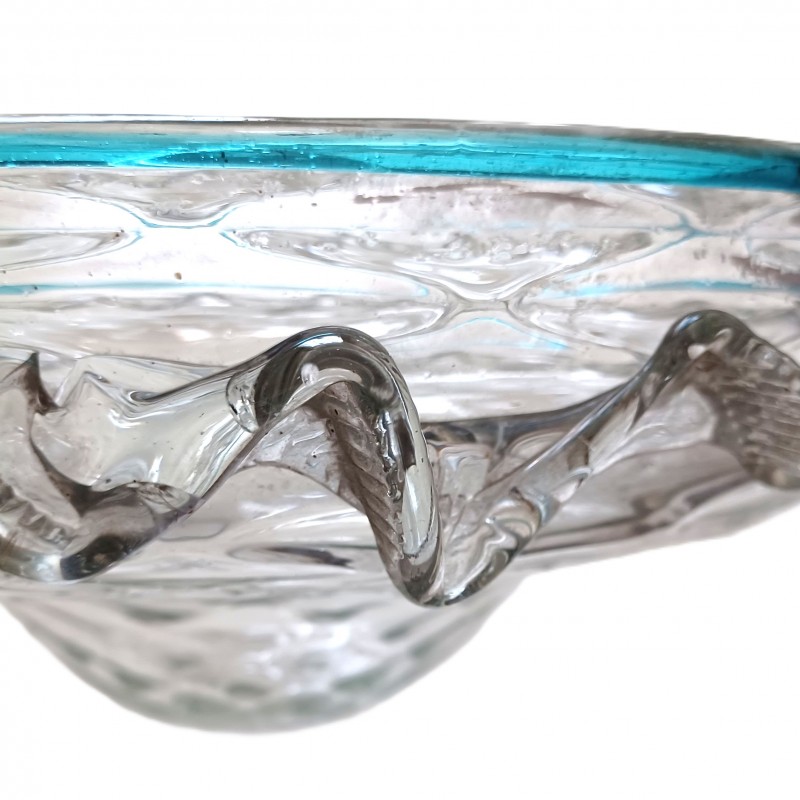 Venetian light blue clear glass chandelier bottom bowl Circa 1860
