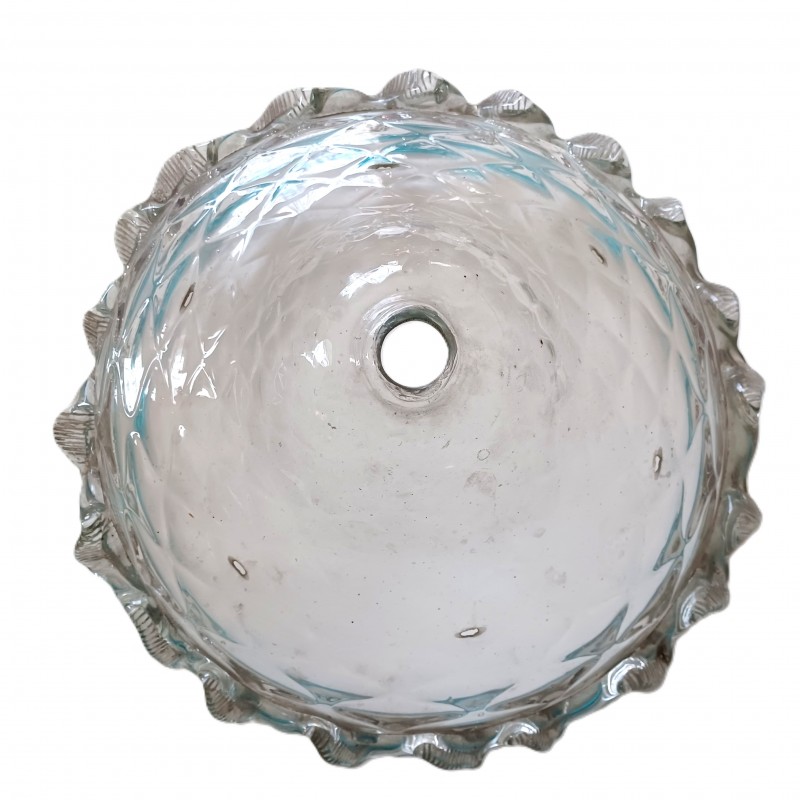 Venetian light blue clear glass chandelier bottom bowl Circa 1860