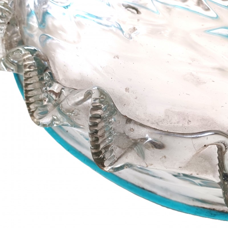 Venetian light blue clear glass chandelier bottom bowl Circa 1860