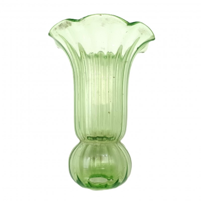 Antique Venetian chandelier glass tulip canopy in green