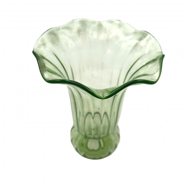 Antique Venetian chandelier glass tulip canopy in green