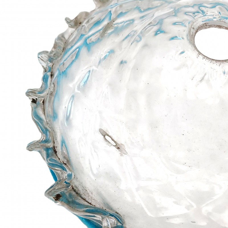 Venetian light blue clear glass chandelier bottom bowl with original gallery