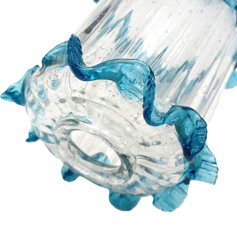 Venetian light blue clear glass chandelier centre stem