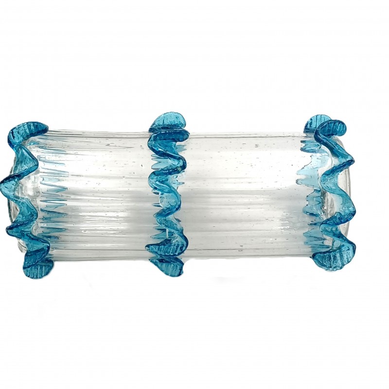 Venetian light blue clear glass chandelier centre stem