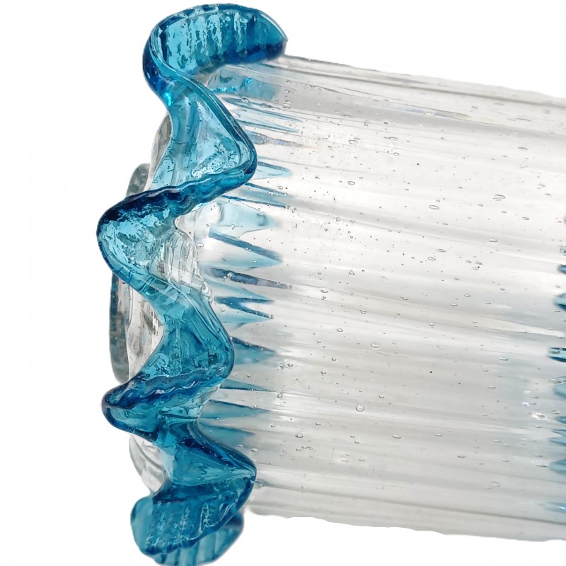 Venetian light blue clear glass chandelier centre stem