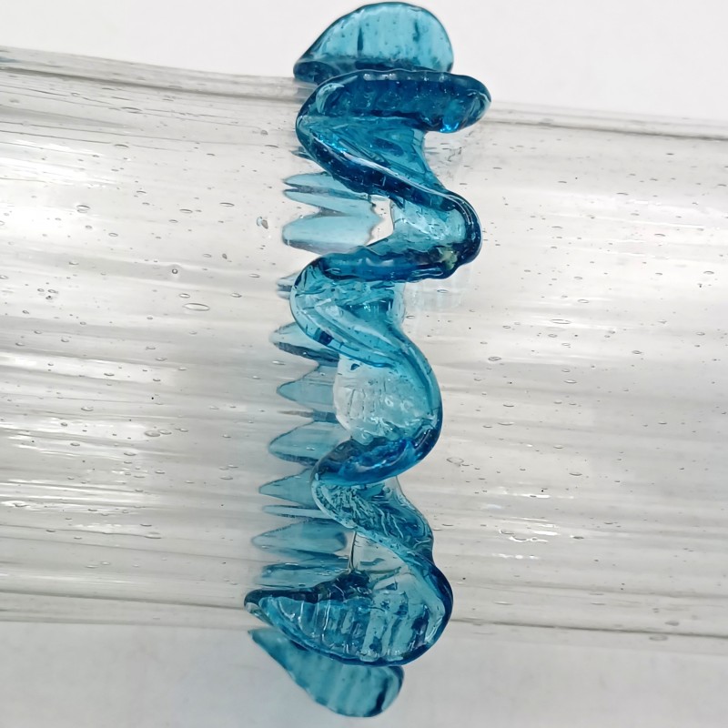 Venetian light blue clear glass chandelier centre stem