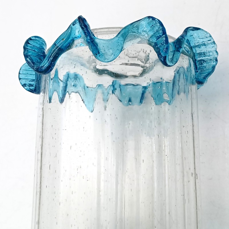 Venetian light blue clear glass chandelier centre stem