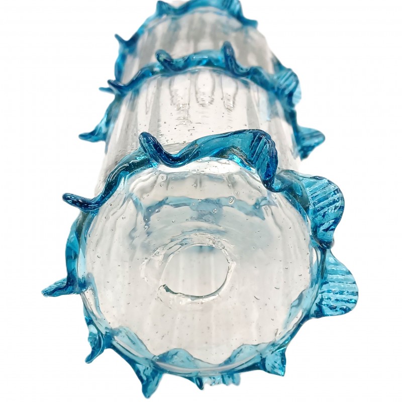 Venetian light blue clear glass chandelier centre stem