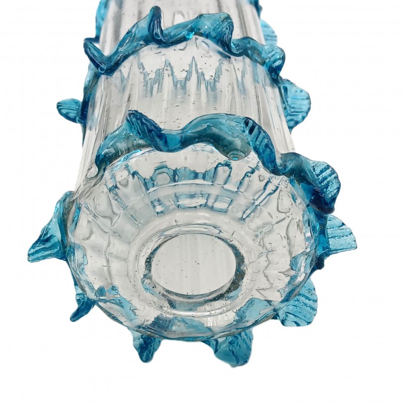 Venetian light blue clear glass chandelier centre stem