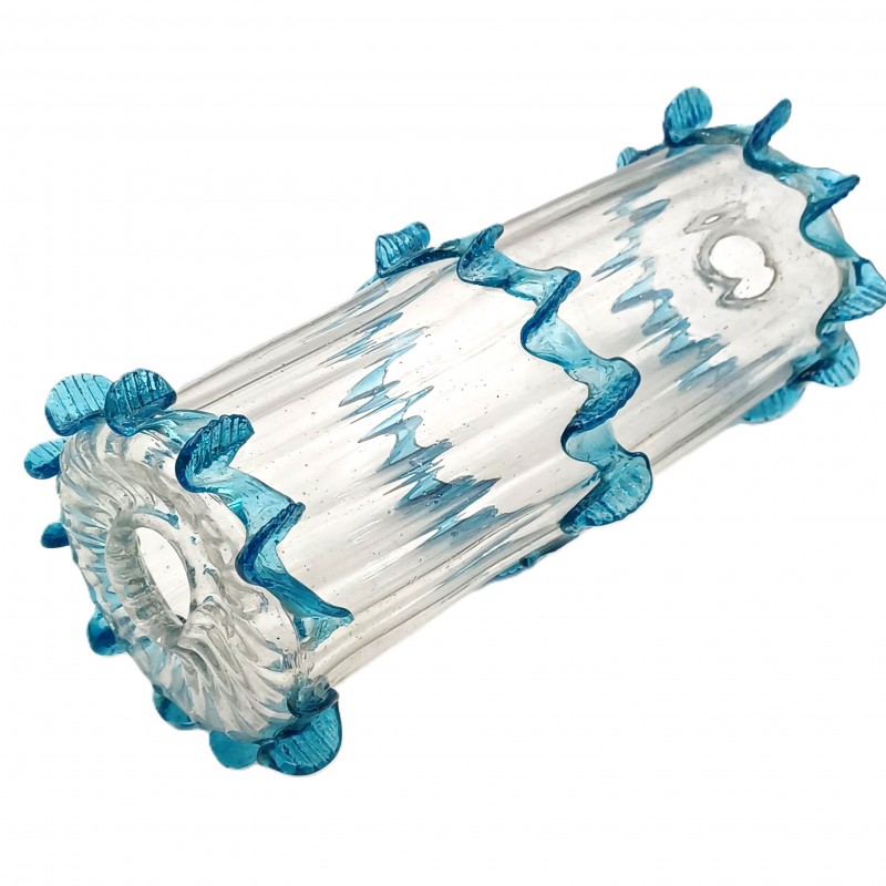 Murano light blue clear glass chandelier centre stem 