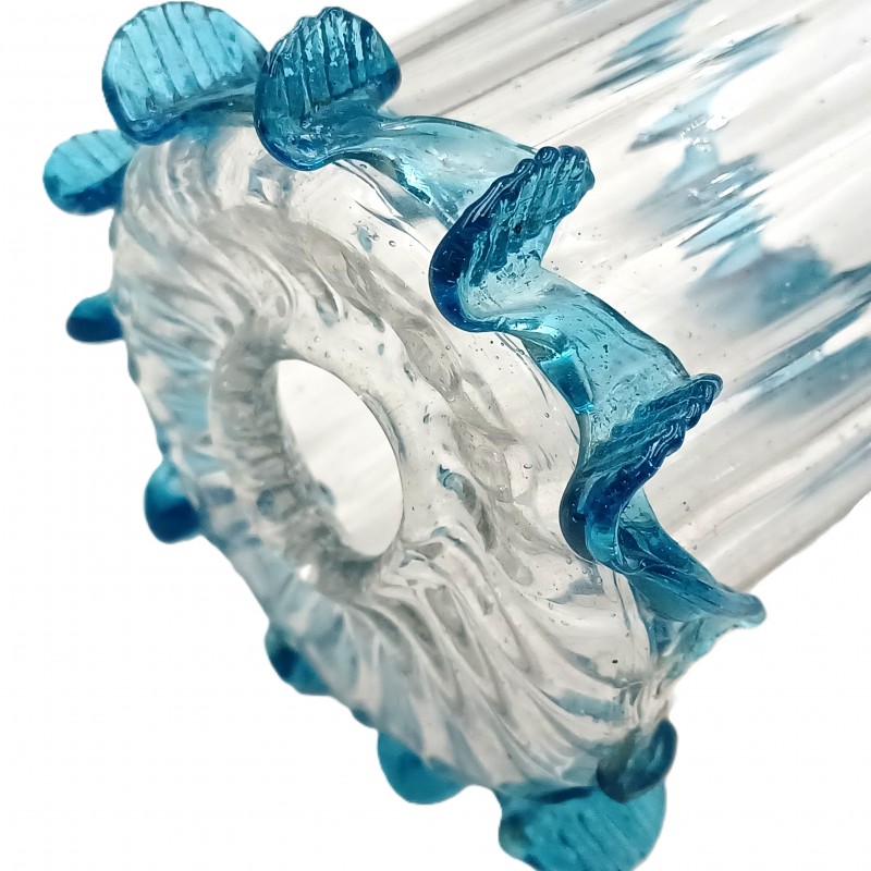 Murano light blue clear glass chandelier centre stem 